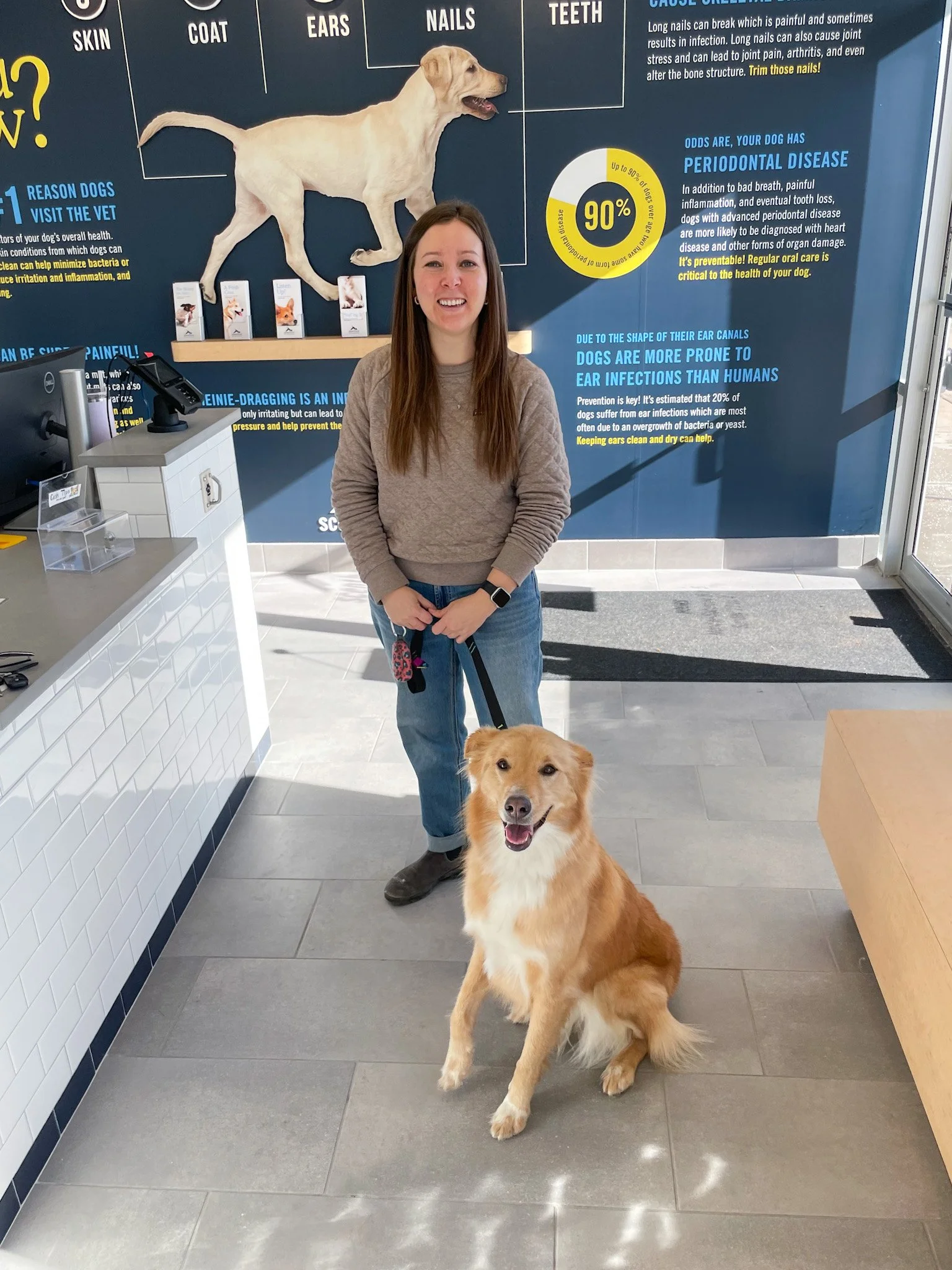 Kayla Doan and pup Callie visit client site.